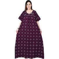 Violetinės gėlės rašto medvilninė naktinė suknelė Indijos moterims vasaros naktiniai 5XL-50