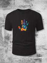 2026 New Pattern Summer Top,Unisex Colorful Handprint Graphic T-Shirt M