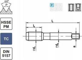 Fanar Sriegiklis G 1/8'' DIN5157/2-P HSSE-PM HRC40 TICN