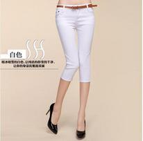 Women's Mid Rise Capri Jeans Medium Stretch Slim Fit Candy Color Cropped Pencil Skinny Denim 7/8 Pants Summer Casual Trousers 26