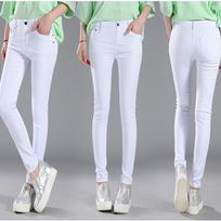 Women's Mid Rise Skinny Jeans Slim Fit Urban Style Candy Color Stretch Denim Pencil Pants 25