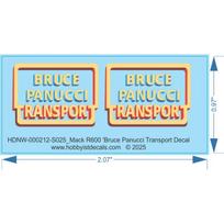 Mack R600 'Bruce Panucci Transport Decals - 1/25 Scale - Water Decal