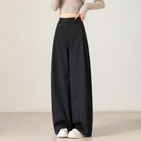 Women's High Waist Wide Leg Pants Straight Fit Trousers Pleated Accent Spring Versatile Japanese Korean Casual Daily Bottoms S