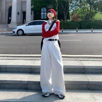 Women's High Waist Wide Leg Jeans Loose Trendy Straight Leg Jeans 2024 Autumn Vintage Pleated Wash Denim Trousers With Drapey Floor-Length Pant Cut XS