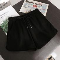 Women's Elastic Waist Casual Shorts Wide Leg Sweat Shorts Pocket Cotton Micro Stretch Summer Daily Bottoms M
