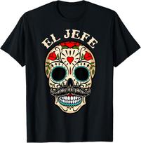 Day of The Dead Mexico El Jefe Boss Sugar Skull Halloween T-Shirt M