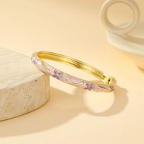 Five-Petal Flower Oil Drop Bracelet Fresh and Sweet Enamel Dropped Glaze Bangle  Minimalist Jewelry
