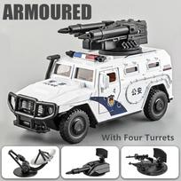 New 1:24 Alloy Tiger Armored Vehicle Truck Model Die-cast Metal Off-road Vehicle Model Military Explosion-proof Car Model Children's Toy Boy Gift