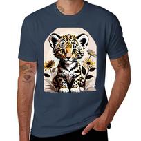 Lovely Leopard Cub and Daisies TShirt Plus Size Lightweight Tee Shirt S