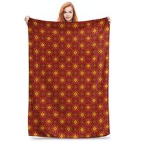 Red Gold Pixel Ethnic Pattern Blankets Breathable Fleece Sofa Throw Blanket for Couch Bedding Travel Throws Bedspread Quilt 75x90cm