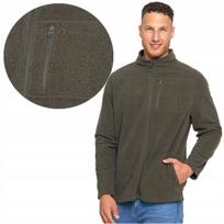 MEN'S FLEECE WITH POCKETS, ZIPPERED, THICK, FASHIONABLE, WARM MORAJ 3XL green