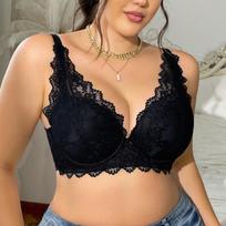 Women Sexy Floral Lace Push Up Underwire Side Support Plus Size Bra XL