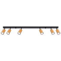 Black elongated ceiling spotlight, 6-point, copper shades, 6xGU10 10W WINX SL.1380 Sollux Lighting