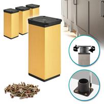 x Basic furniture legs | Cross-section 40x40 mm | H - 60 mm | Color: Brushed gold + Screws included