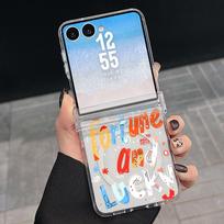 Hinged Magnetic Phone Case For Samsung Z FlIP 7 FE 6 5 Colorful Lucky Letter Print Folding Phone Cover For Galaxy Z Flip7 Flip6 Flip5 Samsung Z Flip7