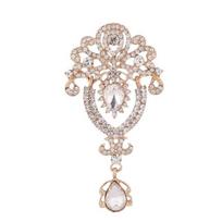 Gorgeous and Luxurious Drop-shaped Brooch Set with Diamonds, Trendy and Popular Alloy Clothing Accessory Pin