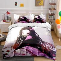Anime Girl Bedding Set with Pink Accents Bedding set (1 duvet cover, 2 pillowcases, duvet not included) 135x200cm