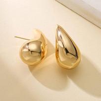 Golden Dome Drop Earrings for Women Glossy Stainless Steel Thick Teardrop Earring Jewelry Wholesale