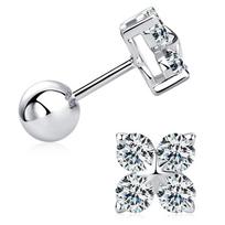 Rožinio aukso keturlapis dobilas Moissanito auskarai-studukai 925 sidabru dengti 18k geltono/balto aukso deimantiniai auskarai moterims 0.4ct and 0.4ct beige