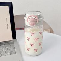 Mielas vandens buteliukas su šiaudeliu Nešiojamas plastikinis su iššokančiu dangteliu Vandens puodelis vaikui Kawaii buteliukas Neperšlampamas Mielas gėrimo buteliukas juoda