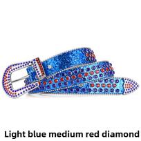 Women's European and American feng shui diamond leather belt, handmade diamond-encrusted fashionabl 110cm
