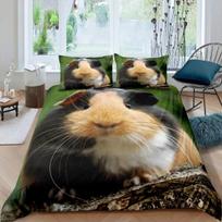 Guinea Pig Duvet Cover Set Cute Cavy Pattern Bedding Set Animal Quilt Cover For Boys Girls Garden Nature Polyester Bedding Set EU single(135x200cm)