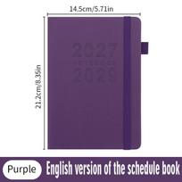 2026-2028 English Vertical Stripe Schedule & Calendar Notebook violetinė