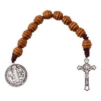 Vintage Saint Benedict Medal Blessing Prayer Crucifix Beads Medal Handmade Alloy Saint Benedict Rosary Catholic Prayer