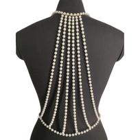 Eye Catching Pearls Embellished Body Chain Necklace With Gold Alloy Suitable For Parties And Wedding Beach Evenings auksas
