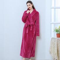 Extra Plush Double-Sided Coral Fleece Bathrobe - Unisex, Plus Size, Ultra Long & Thick for Autumn/Winter L (60-75 kg)