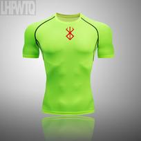 Men Short Sleeve T Shirt Compression Tights Men Fitness Running T-Shirt Breathable Sport Set Rashgard Gym Clothing S green