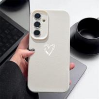 Leather Texture TPU Phone Case For Samsung Galaxy A57 A17 A16 A56 A37 A55 A15 A25 A26 A36 A35 A54 5G Love Heart Pattern Cover Galaxy A54