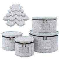 4Pcs Dinner Plate Storage Bag Felt Dish Container Dinnerware Organizer Box with 48Pcs Dividers for Dish Bowls Transport Moving