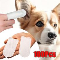 Dog Teeth Finger Wipes 100Pcs Teeth Cleaner Wipes For Dog Brushing Pet Supplies Dog Cat Bad Breath Wipes Camping Dog Supplies