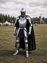 Rankų darbo viduramžių riterio šarvų apranga Dėvimas plieninis gotikinis kostiumas black