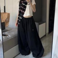 Women's High Waist Wide Leg Pants Loose Sweatpants Streetwear Casual Trousers Fall Solid Color Non Iron Soft Micro Stretch Daily Wear S