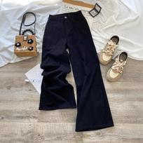 Women's High Waist Wide Leg Jeans Loose Fit Straight Denim Pants Casual Korean Style Floor Length Black Trousers Hide Fat Slimming S