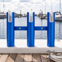 3 tube Boat Fishing Rod Holder Aluminum Rack Blue 3link Blue 3-link