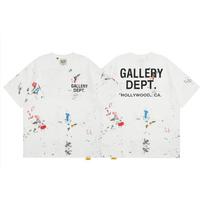 Cross-border European and American trendy brand Gallery DEPT color hand-painted splashing ink letter printing short-sleeved T-shirt men's and wome S