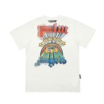 Cross-border trendy brand palm angel rainbow star letter print short-sleeve T-shirt for men and women, couples, American high street short-sleeve S