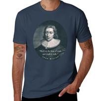 John Milton Portrait And Quote Hard Are The Ways Of Truth And Rough To Walk Tshirt Light Athletic Short Sleeve Tee Shirt S