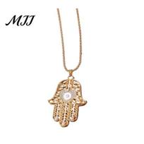 Women Necklace Devil Eye Vintage Chain with Hamsa Hand Pendant Rhinestone Palm Jewelry Gifts for Wife Girlfriend