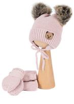 Baby fleece-lined tie-up hat with scarf and gloves