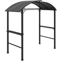 Grill Gazebo, 2 Side Shelves, Hooks, Steel Frame, 1.1 x 2.3m, Dark Grey 233 x 110 x 235 cm