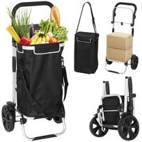 3-in-1 Pirkinių vežimėlis Sulankstomas su 40L talpa Keliamoji galia iki 25kg su šaldymo skyriumi Juodas 45.5 x 35.5 x 97 cm juoda