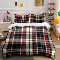 Classic Plaid Bedding Set in Red and Black Bedding set (1 duvet cover, 2 pillowcases, duvet not included) 135x200cm