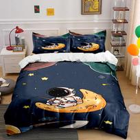 Astronaut Fishing on Moon Bedding Set Bedding set (1 duvet cover, 2 pillowcases, duvet not included) 135x200cm