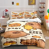 Capybara and Duck Baby Bedding Set Bedding set (1 duvet cover, 2 pillowcases, duvet not included) 135x200cm