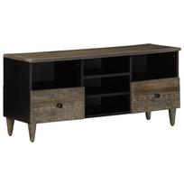 Szafka Pod Telewizor, Czarna, 100X33X46 Cm, Lite Drewno Mango