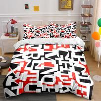 Modern Abstract Letter Print Bedding Set  Bedding set (1 duvet cover, 2 pillowcases, duvet not included) 135x200cm